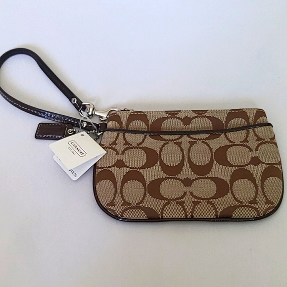 Coach Handbags - Coach Signature Collection Khaki/Mahogany Wristlet